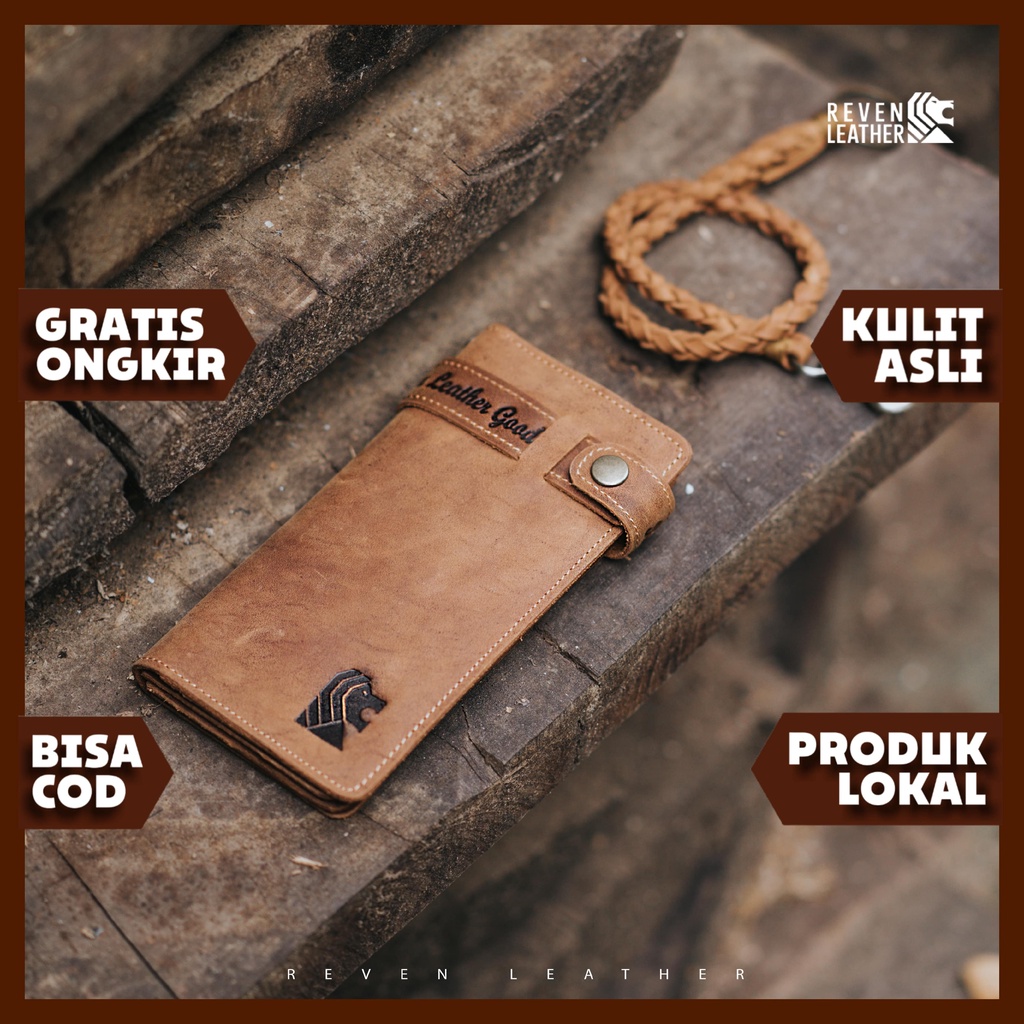 Dompet VINTAGE Organizer Pengatur Leather Long Card Holder Wallet Slot Kartu Banyak 2 Sekat Ruang AT