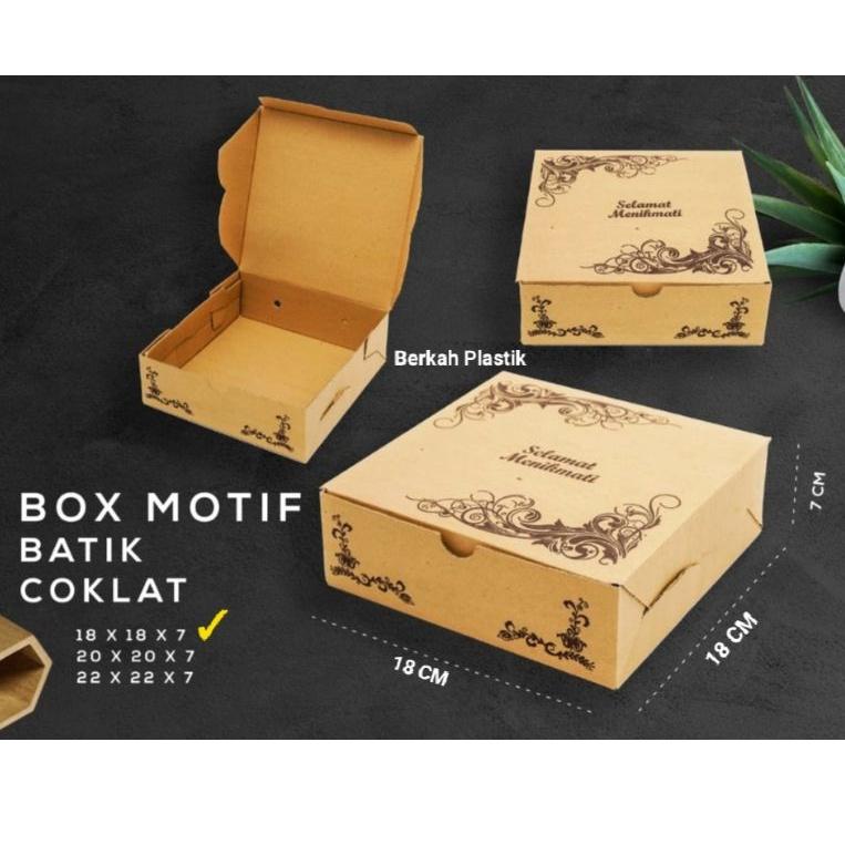 

[L-A1A] ➸] Promo!! (MOTIF) DUS NASI 18X18 DUS R8 COKLAT MOTIF KOTAK NASI + MIKA-langsung kirim