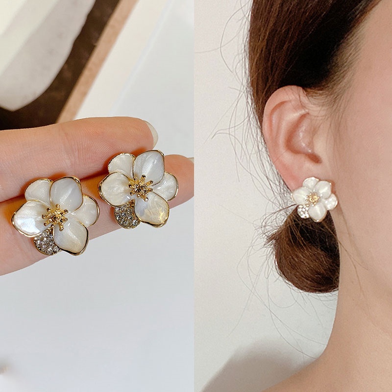 Kelopak Bunga Korea Korea Korea Gaya Baru Desain Niche Trendi Anting High-End