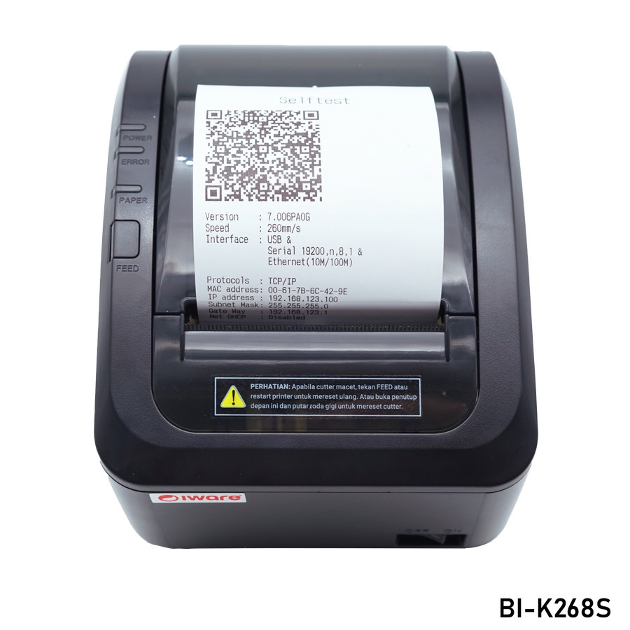 PRINTER THERMAL 80MM IWARE K268S AUTOCUTTER USB LAN SERIAL RJ11