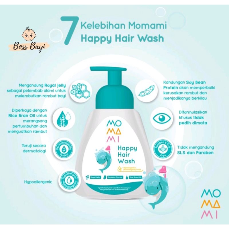 MOMAMI - Baby Care Happy Hair Wash 250ml / Bubbly Body Wash 250ml / Softie Top To Toe Wadh 235ml