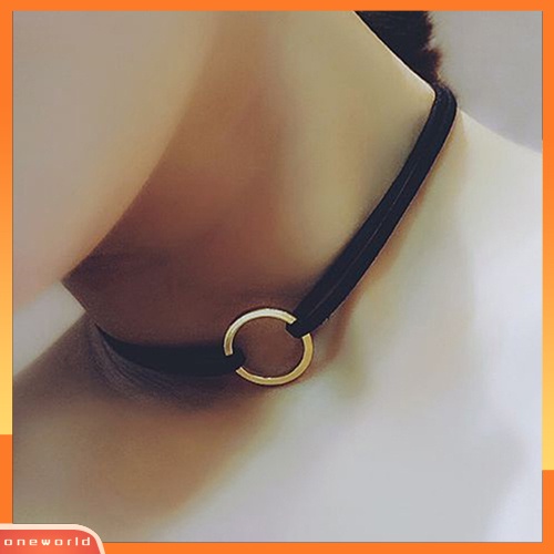 [WONE] Wanita Punk Dipoles Cincin Pesona Suede Imitasi Kerah Pendek Kalung Choker Hadiah