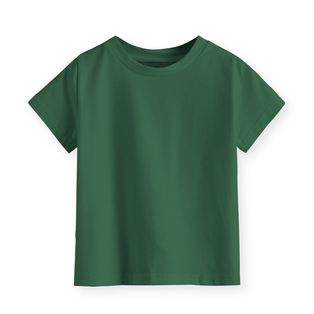 Kaos Polos Anak Laki-laki dan Perempuan Unisex 1-12 tahun Warna Hijau Botol