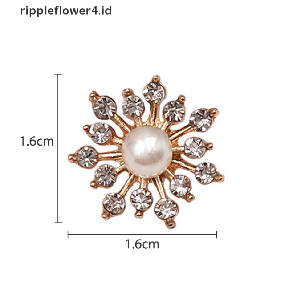 {rippleflower4.id} 10pcs Snowflake Pearl Strass Kancing Berlian Imitasi Untuk Aksesori Baju Kerajinan DIY~