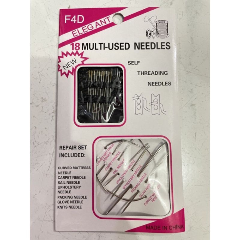 Jarum jahit praktis set isi 12 pcs praktis alat bantu memasukan benang mata nenek one second needle