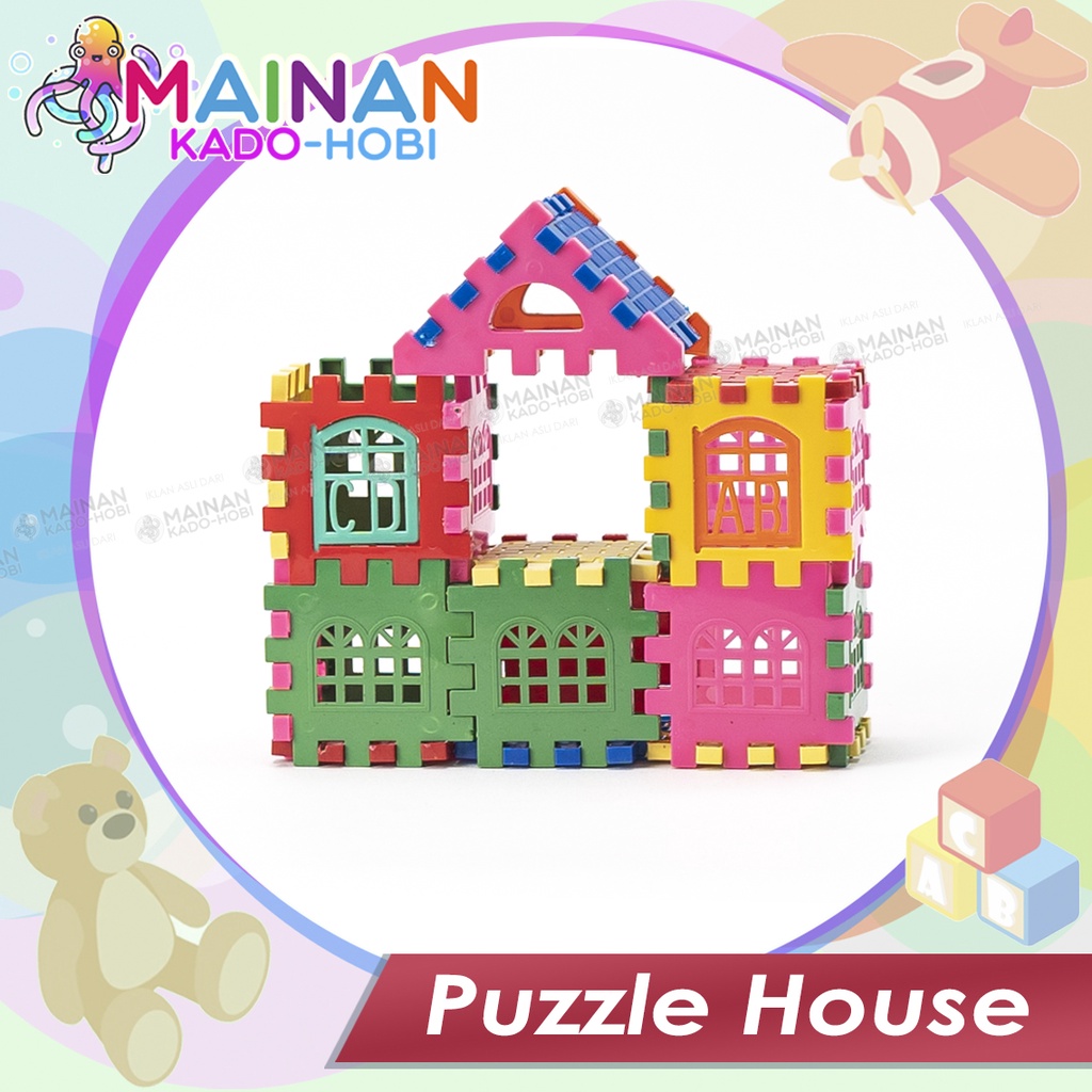 MAINAN ANAK EDUKASI SUSUN RUMAH BLOCKS PUZZLE HOUSE