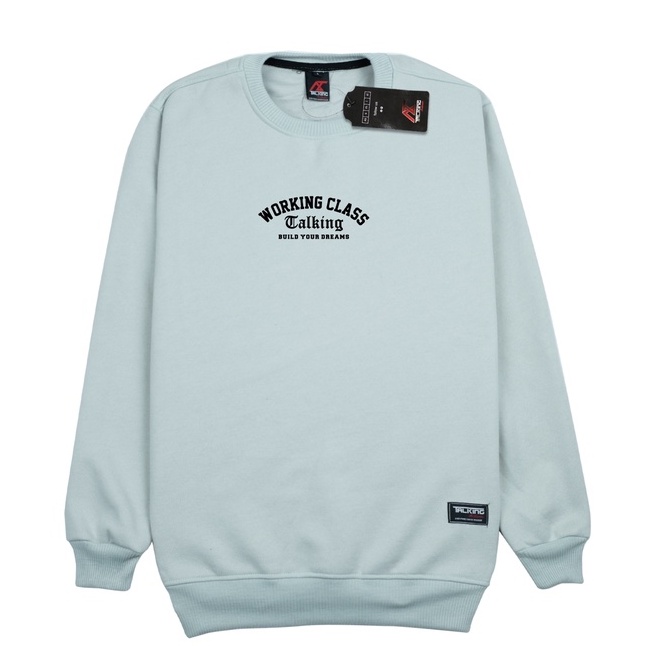 Crewneck Distro Hijau Mint Sweater Crunek Pria Wanita Oversize Talking Authentic