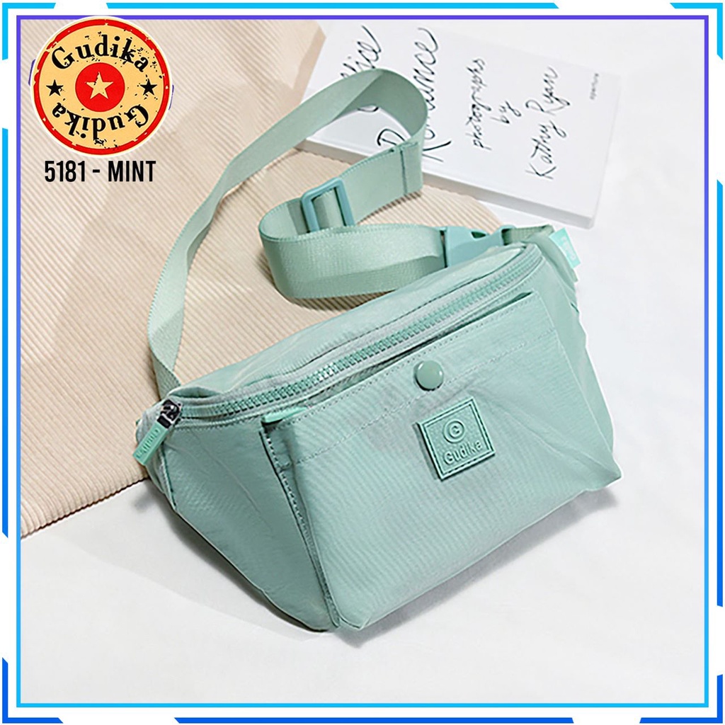 GUDIKA 5181 - Tas Waistbag Wanita Kekinian Import Original Terbaru Bahan Nilon Waterproof Anti Air Sling Bag Premium Korea bisa muat banyak barang banyak slot kocek terlaris - tas wanita - tas cewek - tas kerja - tas pinggang - gudika bag - tas gudika