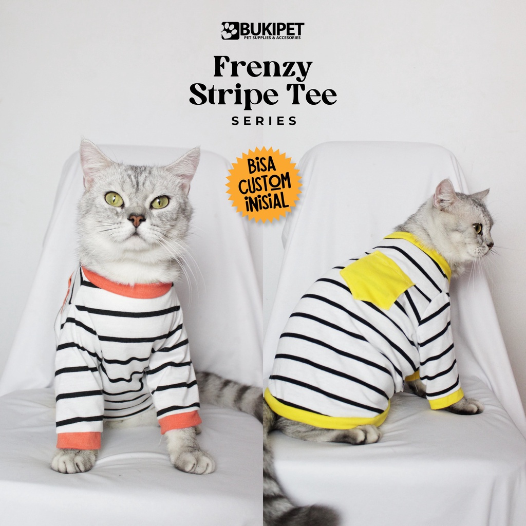 baju kucing anjing kelinci monyet lucu murah aksesoris hewan kecil -  FRENZY STRIPE TEE SERIES