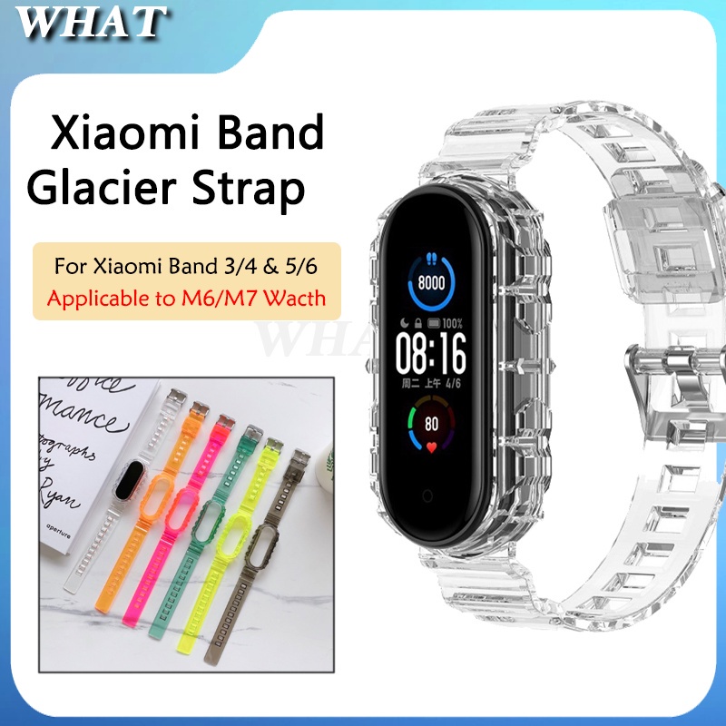 New Xiaomi Band Glacier Strap Mi Band 3 4 5 6 Transparent TPU Strap M6 M7 Smartwatch Replacement