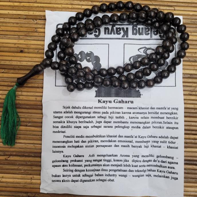 TASBIH KAYU GAHARU BESAR 10MM HITAM ORIGINAL DARI KAYU GAHARU
