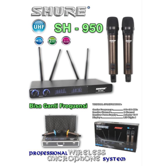 Mic Shure Wireless Sh950 Mikropon Shure Sh 950 Mikrofon Shure Sh-950 Mic Wireless
