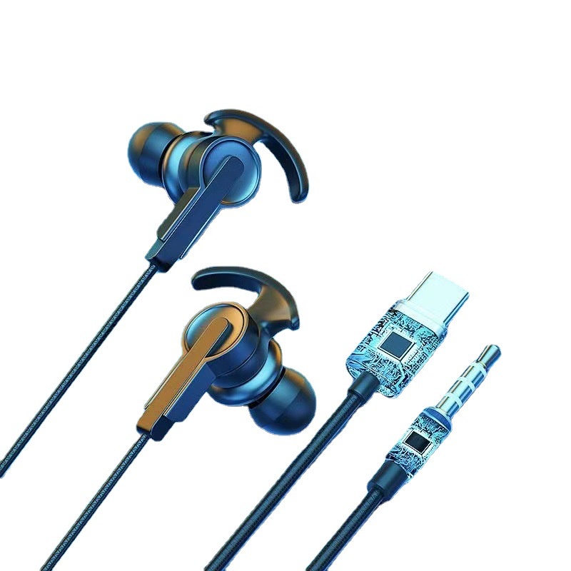 Tipe-c/3.5mm Headphone Kabel USB In-Ear Headset Dengan Mikrofon Wired Band Pengenalan Posisi Pendengaran Headset Untuk Game Sport Musik