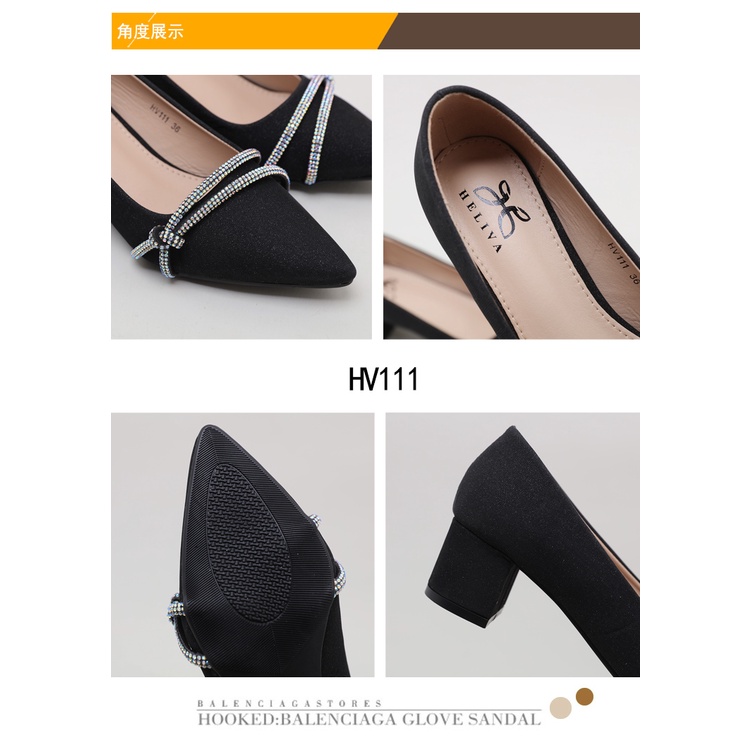 HELIVA MELLISA Sepatu Glitter Manik Heels 5cm Hak Tahu Diamond Permata Ujung Lancip Sepatu Pesta Kondangan HV111 Original Brand