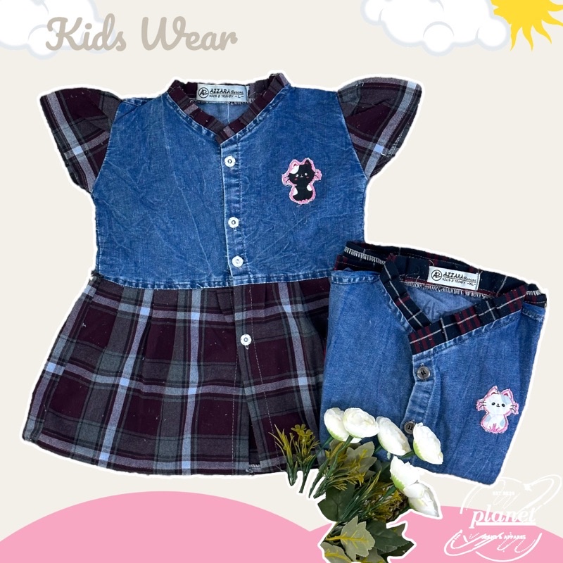 DRESS BAJU KANCING ANAK PEREMPUAN UMUR 2 / 4 TAHUN BAJU DRESS JEANS ANAK PEREMPUAN KARAKTER MURAH BISA COD