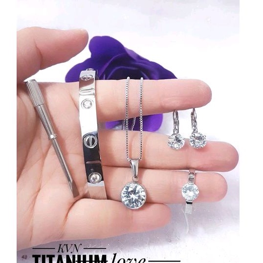 set perhiasan titanium silver terlaris fl03