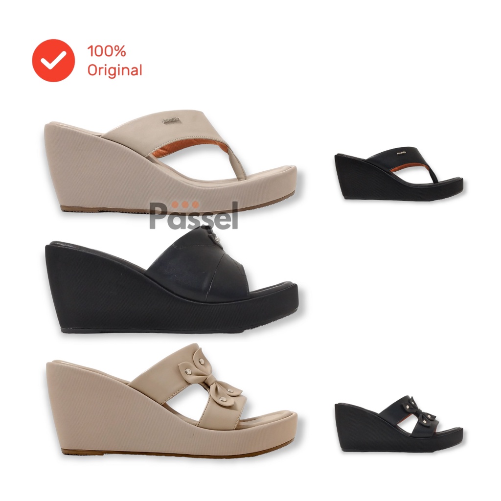 Donatello Sz. 36-40 Sandal Wedges 8cm Slip On Wanita Kasual | SY52801 / SY52802 / SY52803