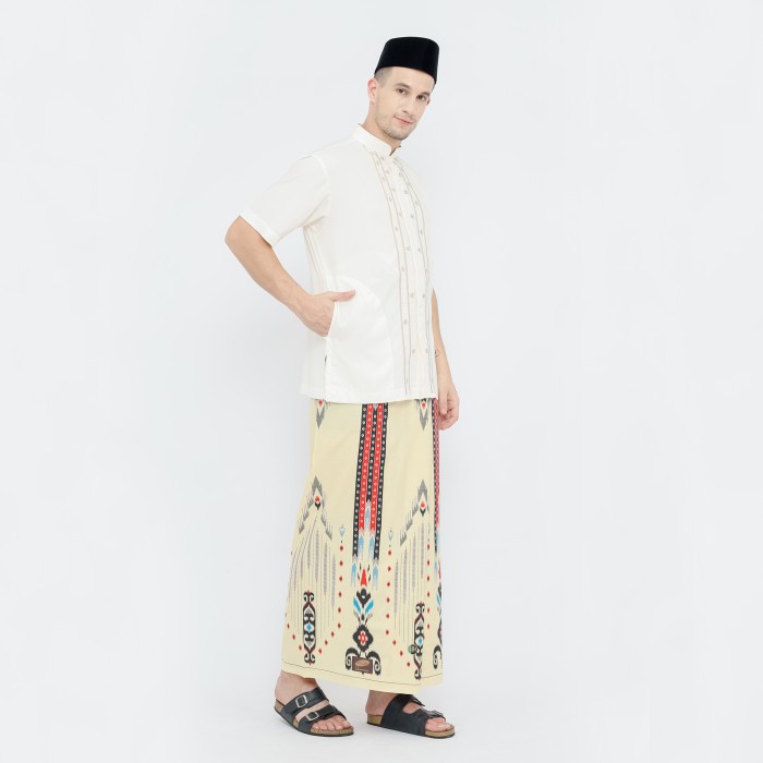Sarung ATLAS Idaman 555 Kembang Motif BHS SGS Cream