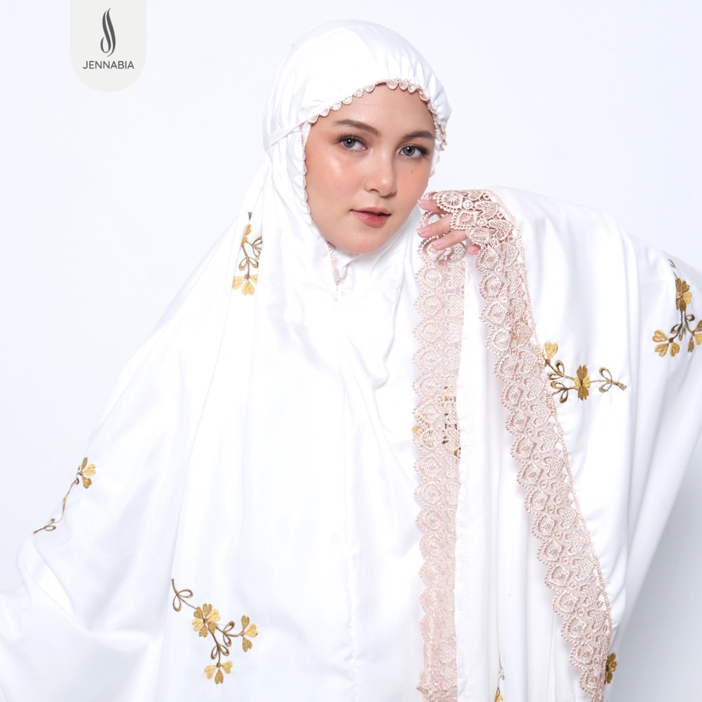 JENNABIA - Mukena Dewasa Premium Bordir Bunga Cantik Terbaru Murah