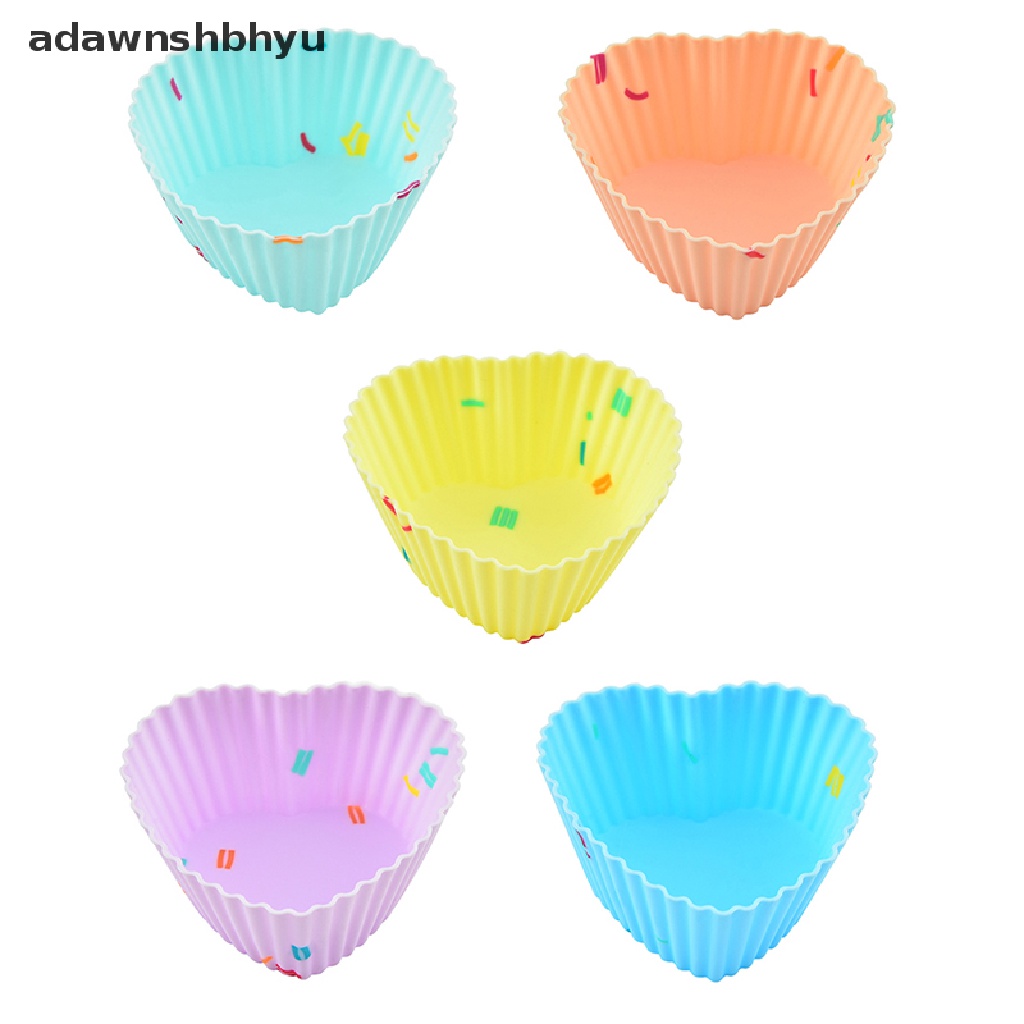 Adawnshbhyu 4Pcs Cetakan Silikon Bentuk Hati Cupcake Muffin Cup Baking Egg Tart Jelly Mold ID