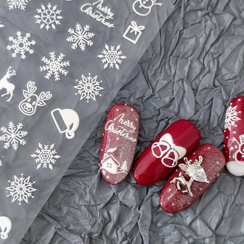 AUGUSTINA Agustinina Natal Stiker Kuku Lonceng Perekat Diri Ikatan Simpul Manikur Aksesoris Santa Claus Pohon Natal Nail Art Dekorasi