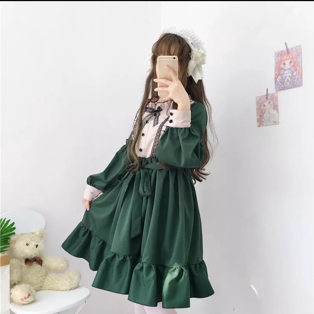 QFS - DRESS KIDS ZASKIA/ HIJAU EMERALD / DRESS ANAK TANGGUNG / TERBARU / TERPOPULER