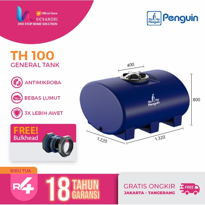 Penguin Tangki Air Horizontal TH 100, Tandon Panjang, Toren Panjang