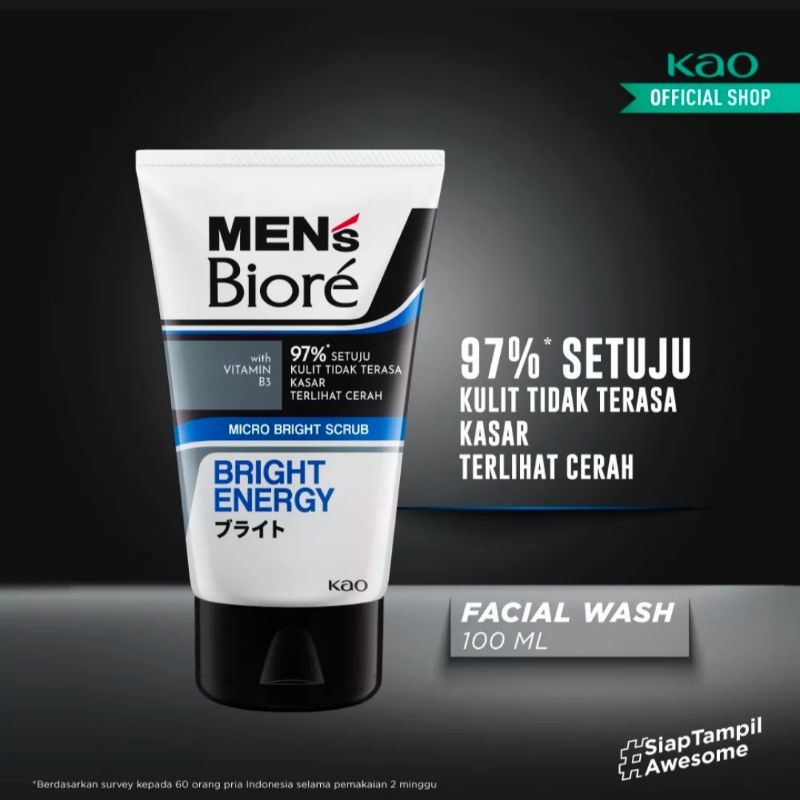 MEN'S BIORE Facial Foam Bright Energy 100g (kemasan baru)