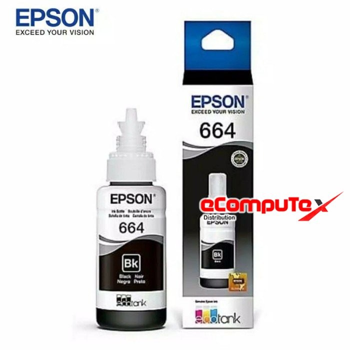 TINTA EPSON 664 BLACK / T664 HITAM ORIGINAL RESMI L100 L200 L300 L1300