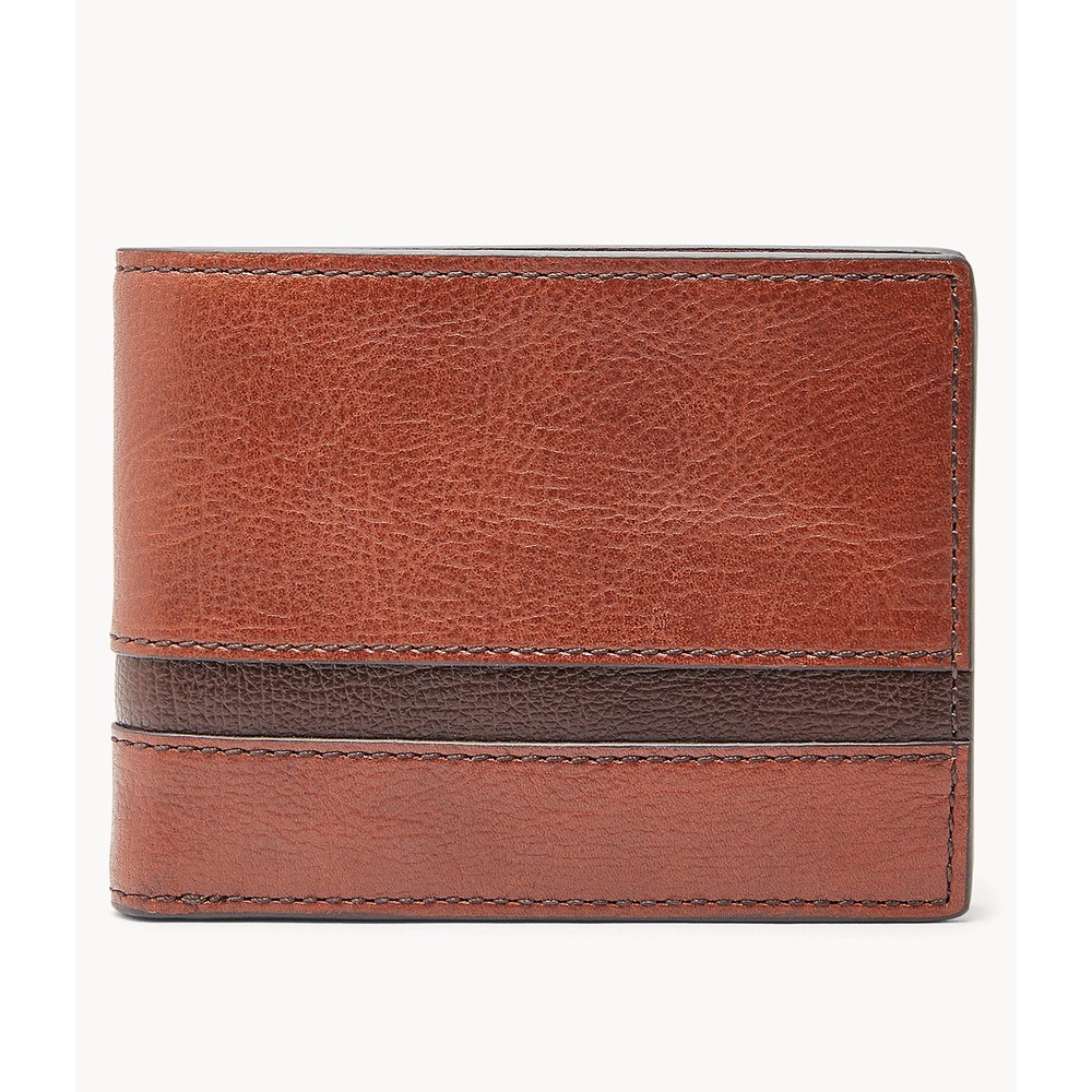 Fossil Easton RFID INT Traveler Brown Leather Dompet Pria-SML1435-914