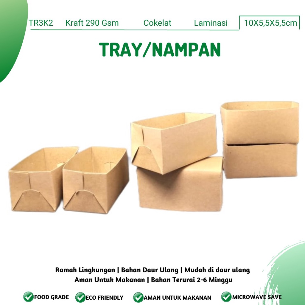 Tray Food Paper Tray Food Tray Nampan (TR3K2-10.5X5.5X5.5 Cm)