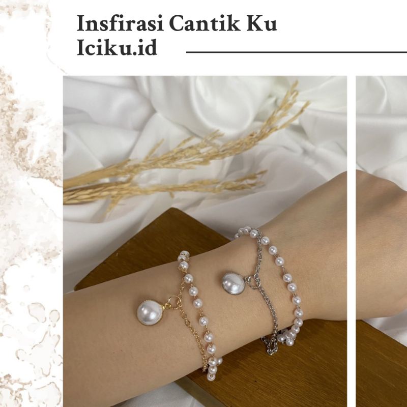 Gelang Mutiara Silver Gold Gelang Manik Manik Gelang Casual Aksesoris Cewe