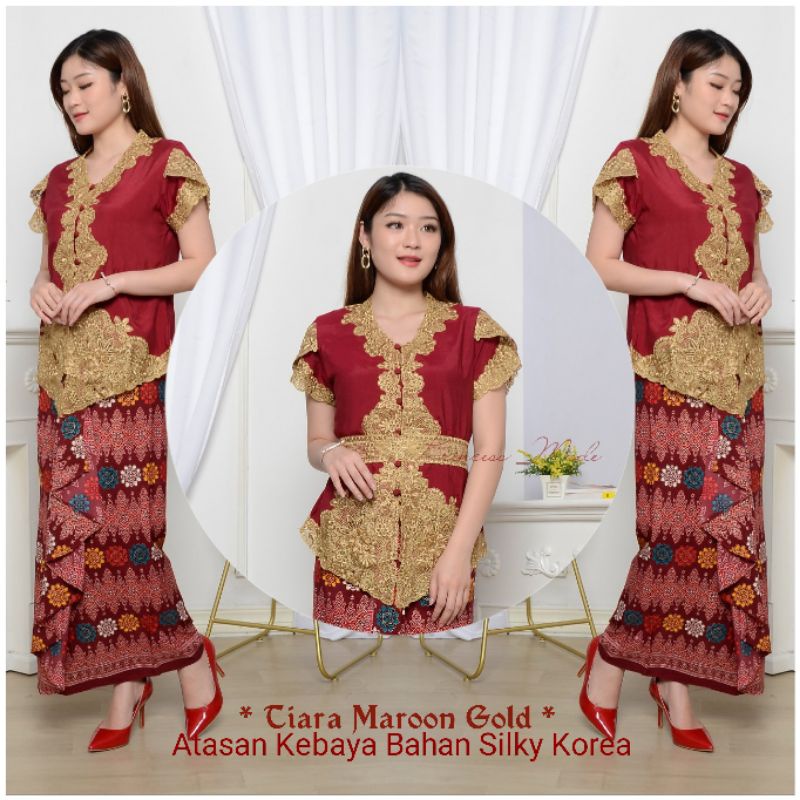 Atasan Kebaya Encim Aurora Senada Kutu Baru Modern Brukat Bordir