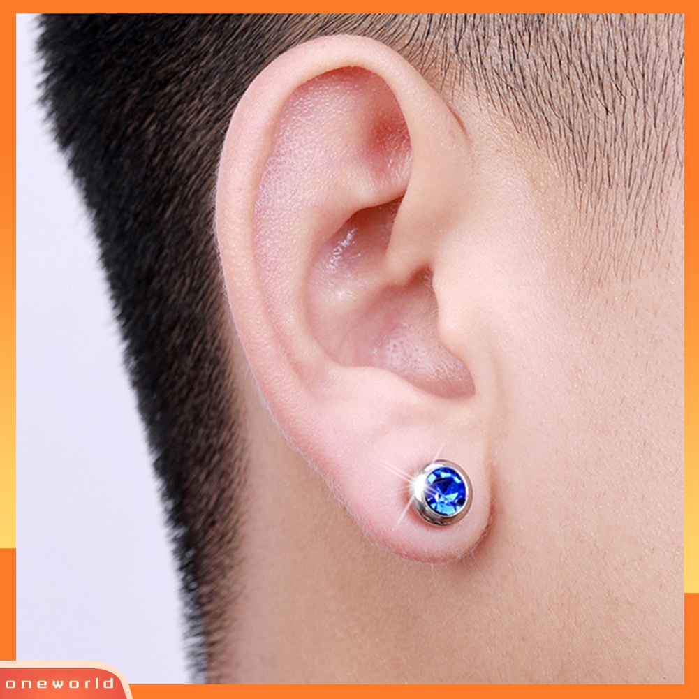 [WONE] Unisex Berlian Imitasi Stainless Steel Ear Stud Earrings Helix Piercing Perhiasan Hadiah