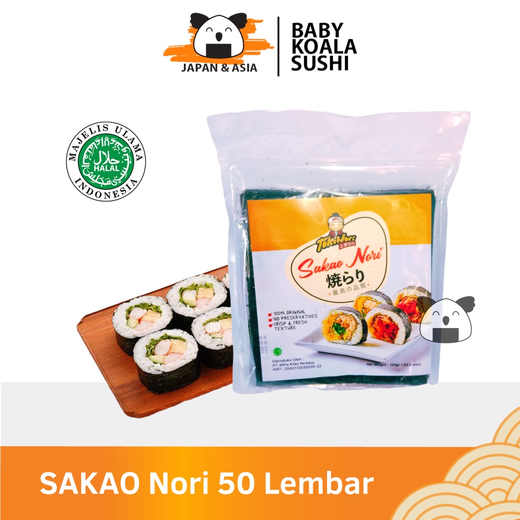 SAKAO Sushi Nori 50 S Halal │ Nori Grade C for Sushi Kimbab/ Gimbab │ Lembar Rumput Laut