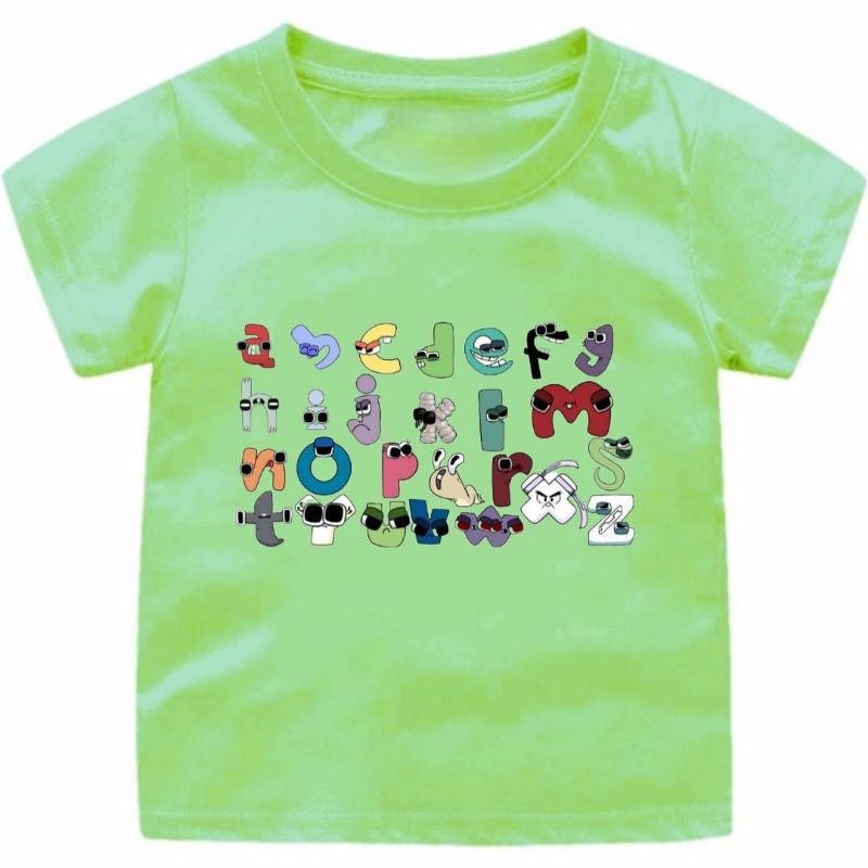 BAJU KAOS ANAK COWOK/CEWEK 1-12 TAHUN ALPHABET LORE VIRAL(POLOS)