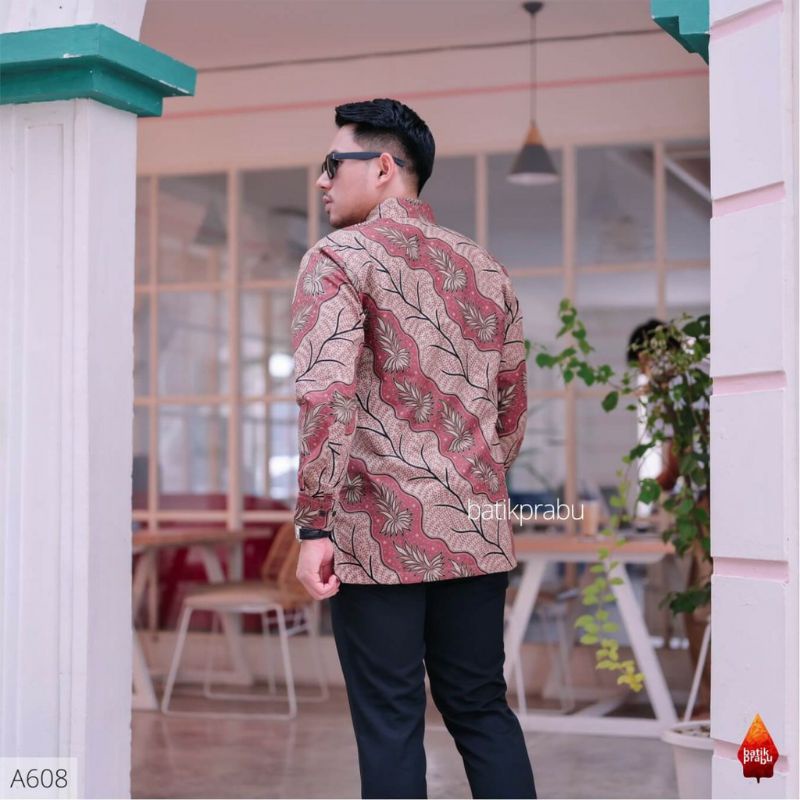 Batik pasangan couple sarimbit pria &amp; wanita batik katun motif merah salem