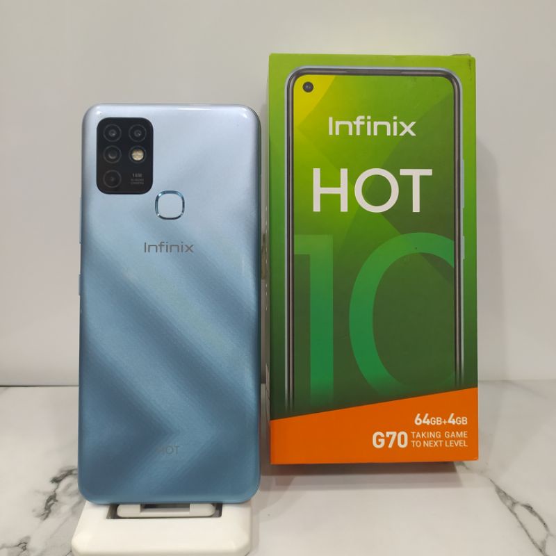 Infinix Hot 10 6/128Gb 4/128Gb 4/64Gb Handphone Second Seken Bekas Fullset Batangan Original