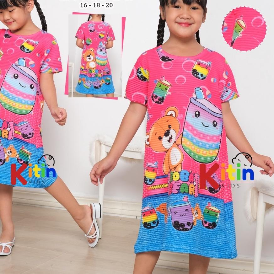 SALE✅OP - DASTER ANAK VIRAL NAIK TURUN DRESS ANAK TERBARU MOTIF FULL PRINTING BOBA BUBBLE HELLO KITT