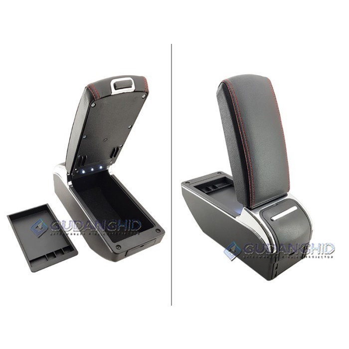 Armrest Mobil 7 USB Port Charger + LED Toyota Vios Yaris 2008 s/d 2022