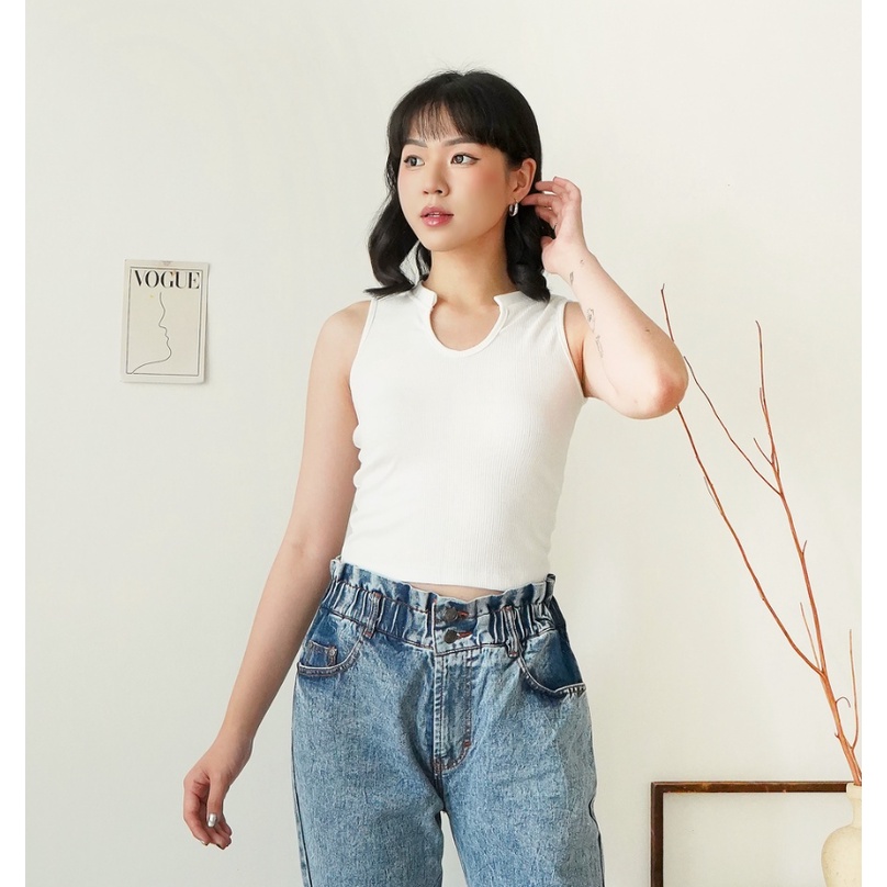 CAVALU Korean Tanktop Tengtop Korea Crop Top U-Neck 206