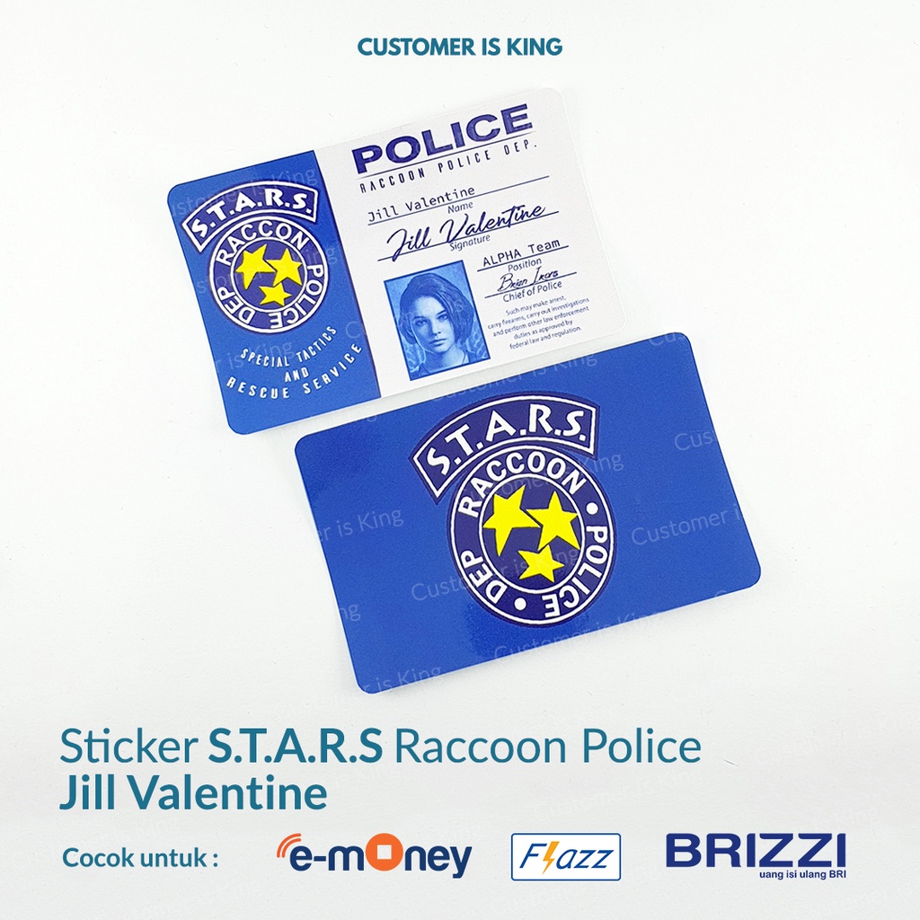 

Stiker Sticker Raccoon Police Jill Valentine Kartu eMoney Flazz Brizzi