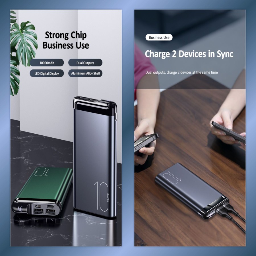 USAMS PB55 Power Bank 10000mAh Dual USB Digital Display