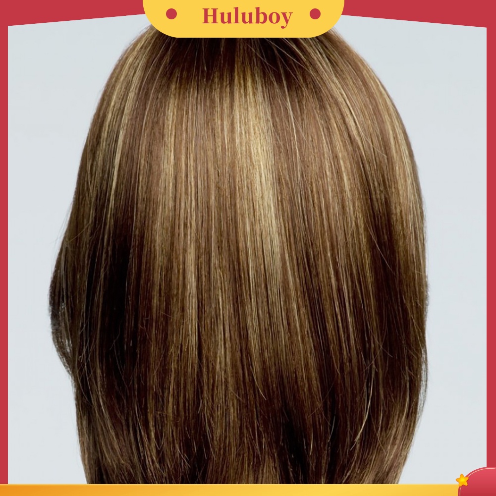 Wig Rambut Sintetis Model Panjang Sebahu Warna Campur Untuk Wanita