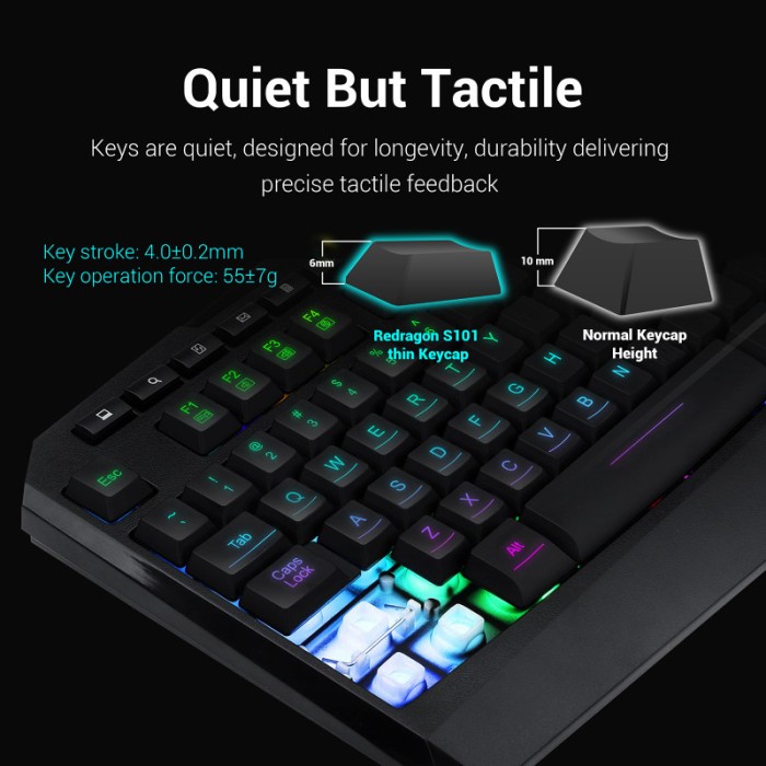 Keyboard Gaming Redragon KeyboardMouse 2 in 1 Combo RGB - S101-1