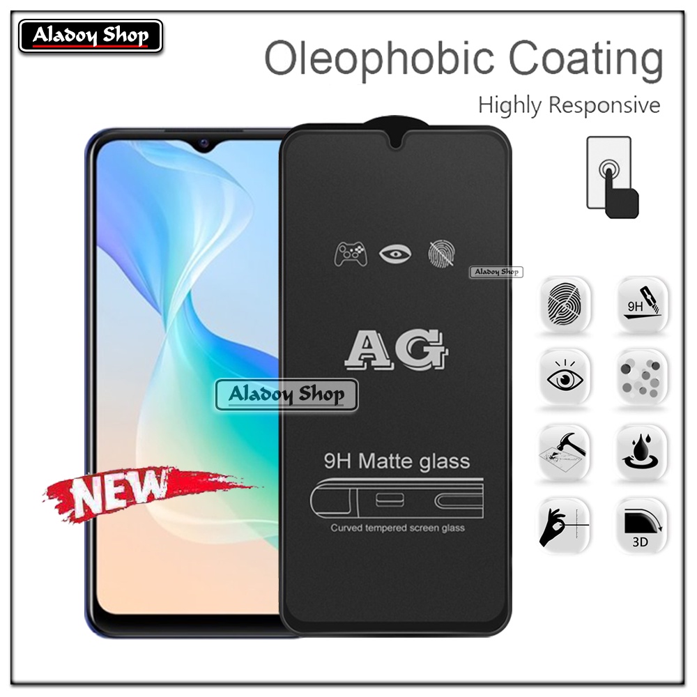 Paket 3IN1 Tempered Glass Layar Matte Anti Glare VIVO Y33T/Y33S Free Tempered Glass Camera dan Skin Carbon