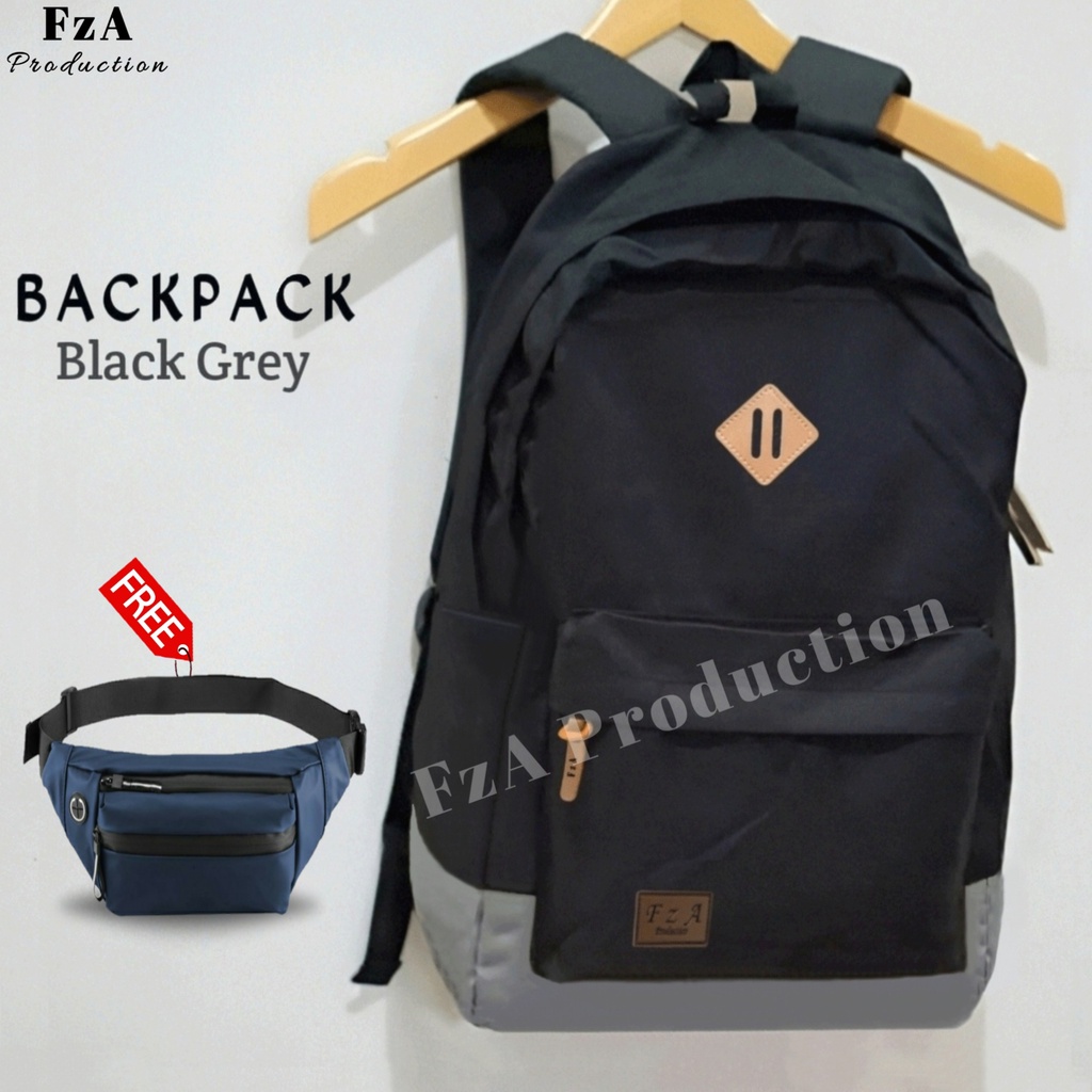 Big Promo..Tas Ransel Distro Casual Pria Wanita Tas Ransel Laptop Premium FREE Tas Waist Bag Trendy