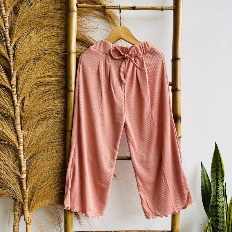 Celana Anak Perempuan KULOT Rib Curly Ruffle Knit Tee | Celana Bawahan Anak Perempuan Bahan Rib Knit