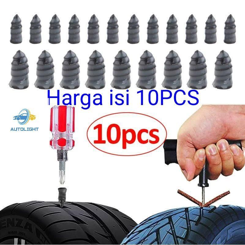 Skrup Paku Tambal Ban Tubles Vacuum Tyre Repair Nail Tire Isi 10pcs