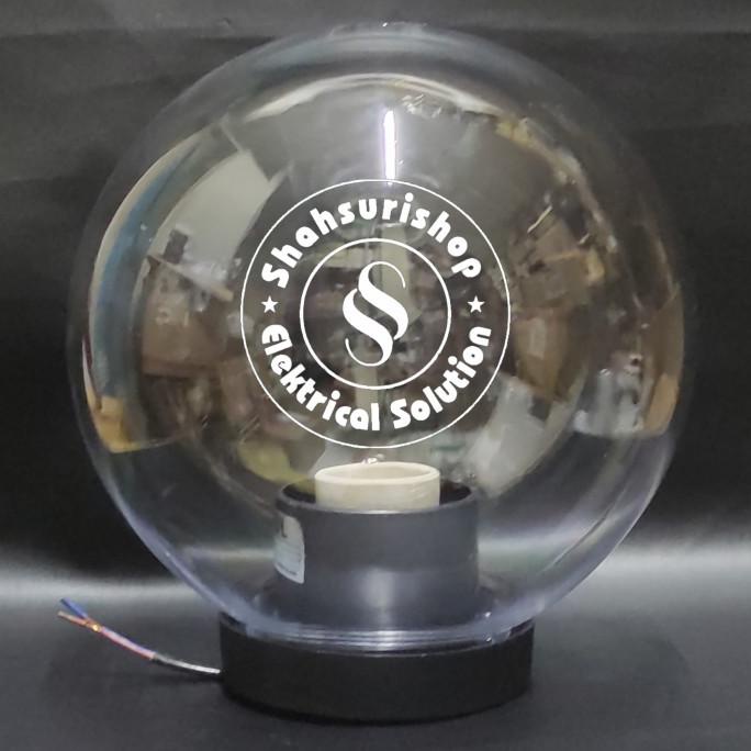 Kap Lampu Taman Bulat 8 Inch E27 Plastik Acrylic Frosted Clear Garis